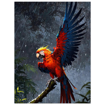 Affiche illustrée Perroquet ara rouge — poster rétro, impression beaux-arts 250g