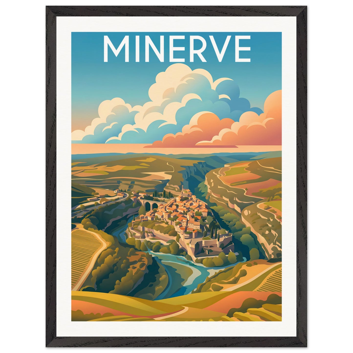 Affiche illustrée minerve — poster rétro, impression beaux-arts 250g