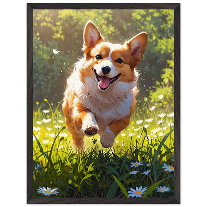 Affiche Corgi Roux encadrée, cadre bois (vue 2)