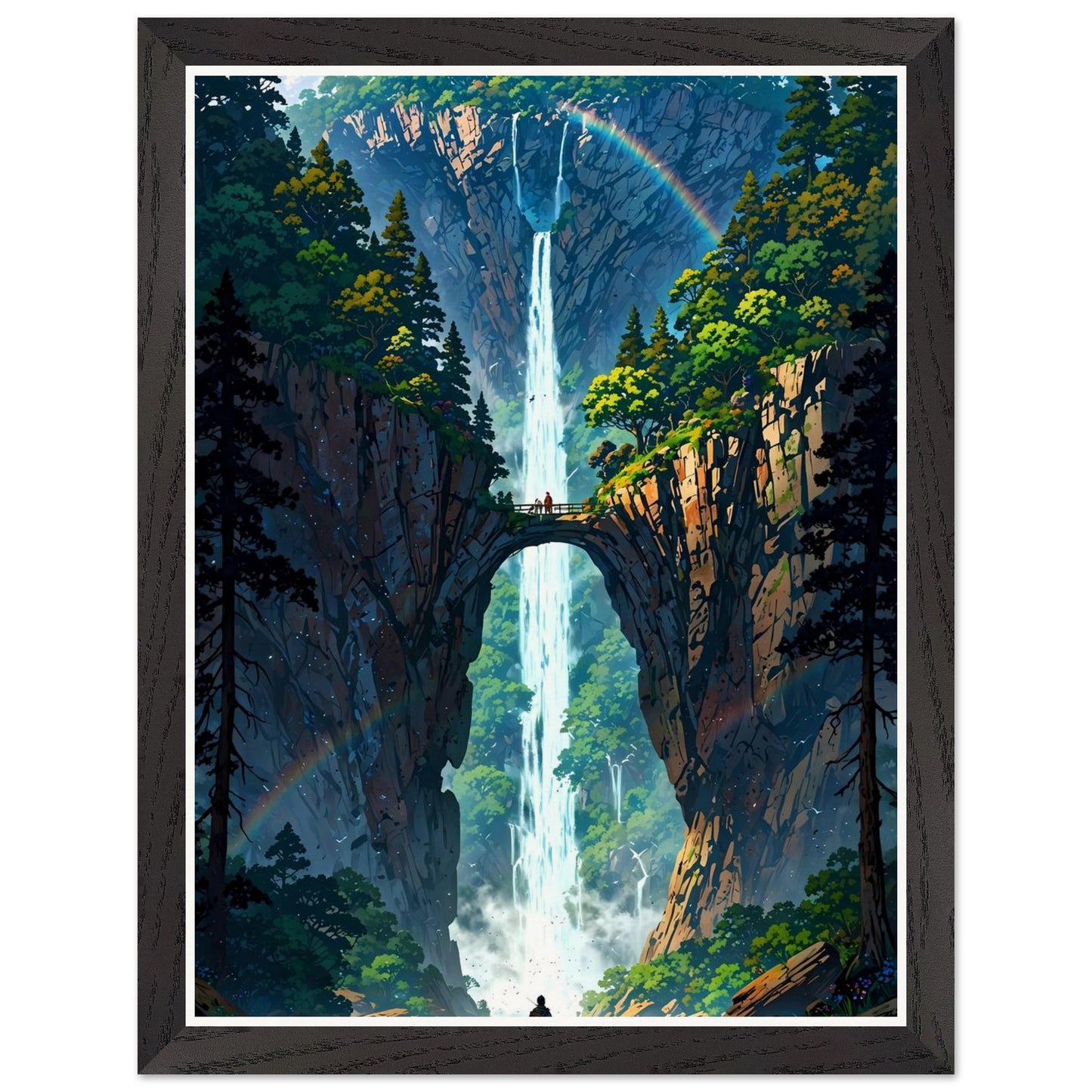 Affiche illustrée Île flottante Encadrée — poster rétro, impression beaux-arts 250g