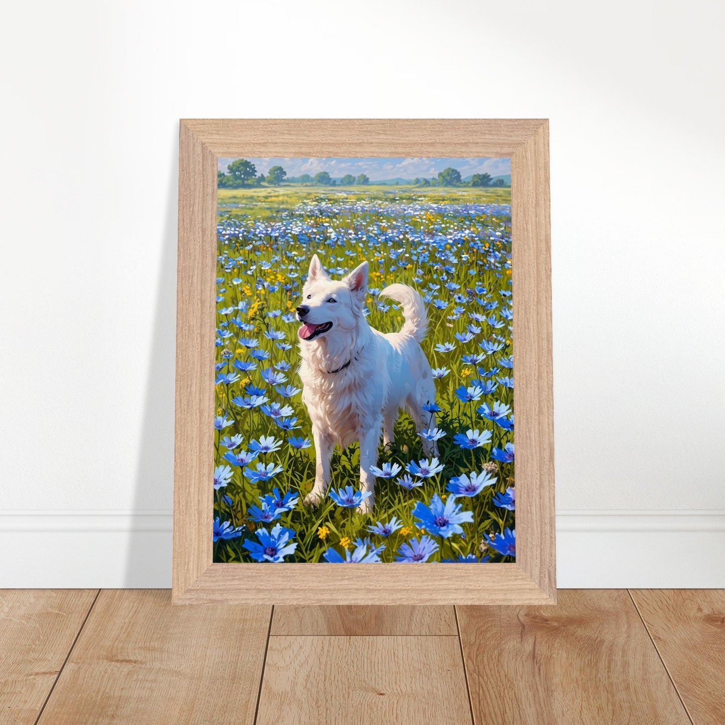 Affiche Berger Blanc Suisse encadrée, cadre bois (vue 3)