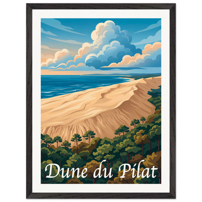 Affiche illustrée Dune du Pilat — poster rétro, impression beaux-arts 250g