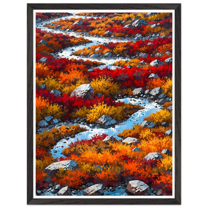 Affiche illustrée Toundra en automne Encadrée — poster rétro, impression beaux-arts 250g