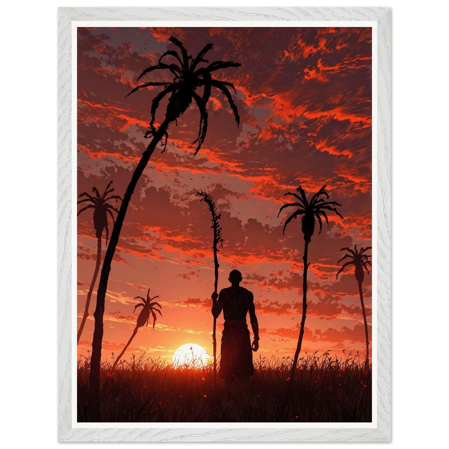 Affiche illustrée Villageois Encadrée — poster rétro, impression beaux-arts 250g