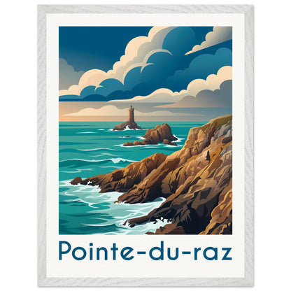 Affiche illustrée Pointe du Raz — poster rétro, impression beaux-arts 250g