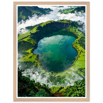 Affiche illustrée Paysage des Açores Encadrée — poster rétro, impression beaux-arts 250g