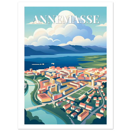 Affiche Annemasse – poster illustré, décoration murale | Muchimura