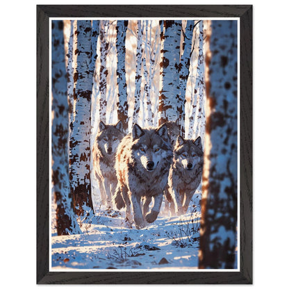 Affiche illustrée Meute de loups Encadrée — poster rétro, impression beaux-arts 250g