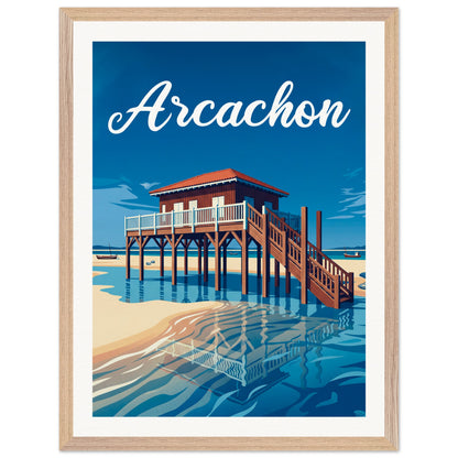 Affiche illustrée Arcachon — poster rétro, impression beaux-arts 250g
