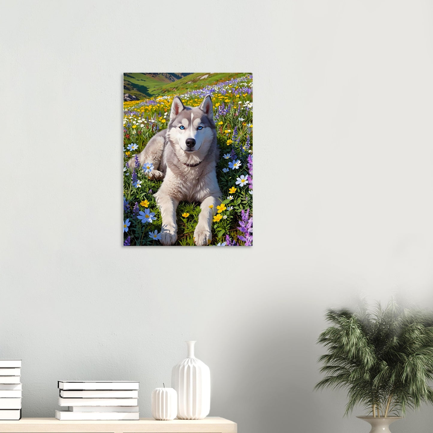 Affiche illustrée Husky sibérien — poster rétro, impression beaux-arts 250g