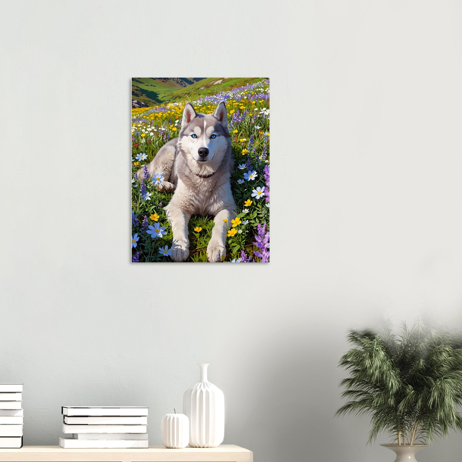 Affiche illustrée Husky sibérien — poster rétro, impression beaux-arts 250g