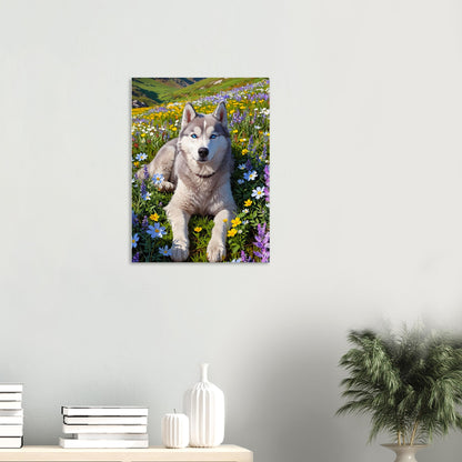 Affiche illustrée Husky sibérien — poster rétro, impression beaux-arts 250g