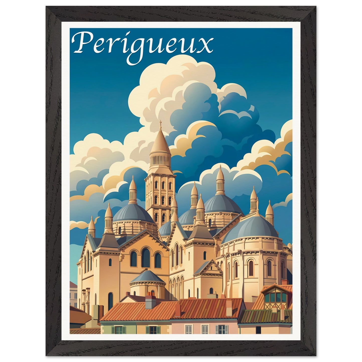 Affiche Périgueux encadrée, cadre bois