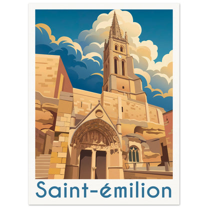 Affiche illustrée Saint-Émilion — poster rétro, impression beaux-arts 250g