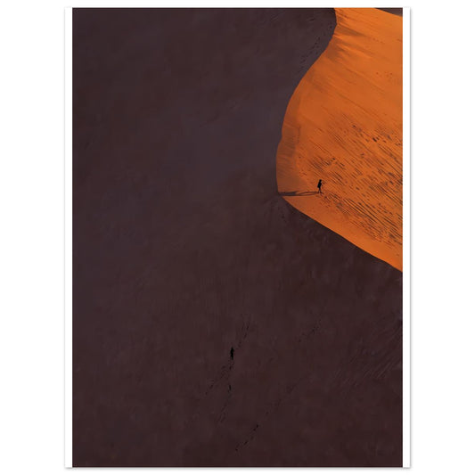 Marcheur solitaire, Dune de sable, Coucher de soleil – affiche d'art décoratif, poster mural | Muchimura