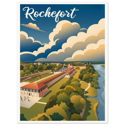 Affiche illustrée Rochefort — poster rétro, impression beaux-arts 250g