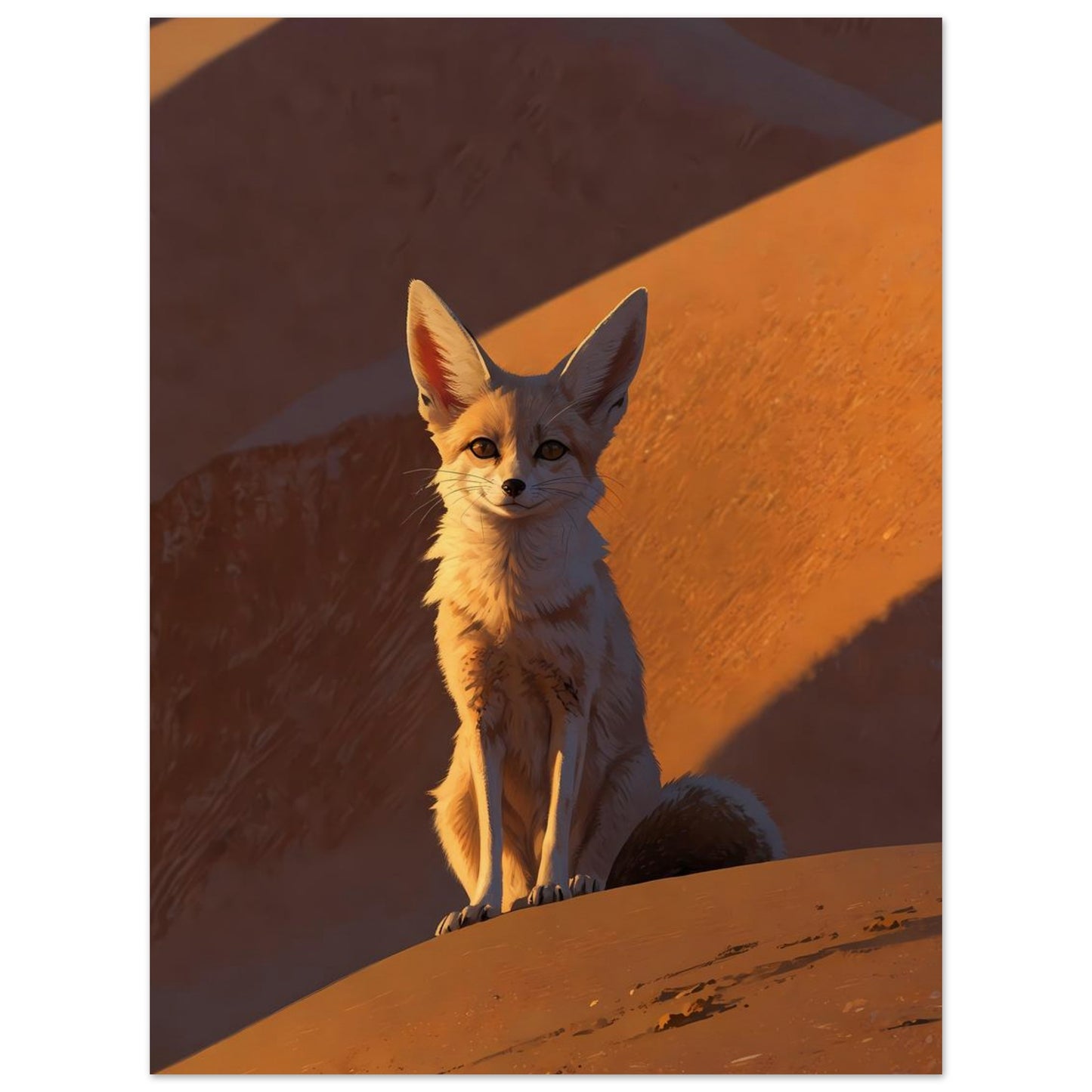 Affiche illustrée Fennec — poster rétro, impression beaux-arts 250g