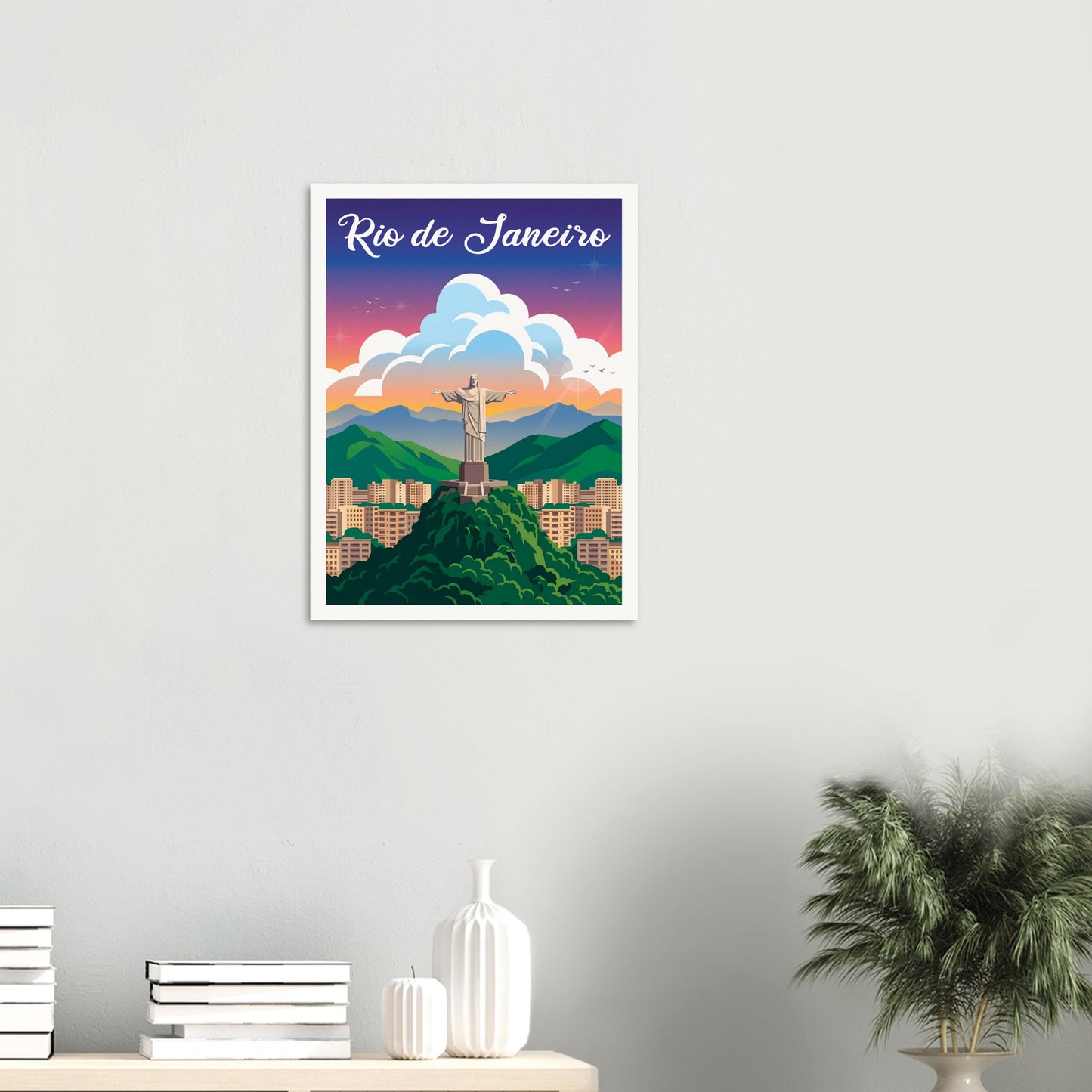 Affiche illustrée Rio de Janeiro — poster rétro, impression beaux-arts 250g