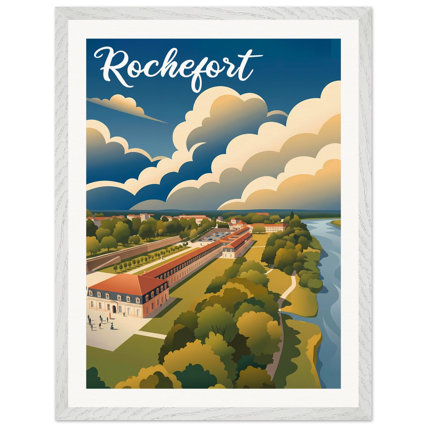 Affiche illustrée Rochefort — poster rétro, impression beaux-arts 250g
