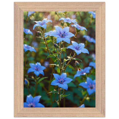 Affiche illustrée Champ de bourrache bleue Encadrée — poster rétro, impression beaux-arts 250g