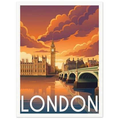 Affiche illustrée London — poster rétro, impression beaux-arts 250g