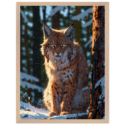 Affiche Lynx Boréal encadrée, cadre bois (vue 6)