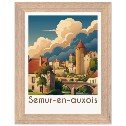 Affiche illustrée Semur-en-Auxois — poster rétro, impression beaux-arts 250g