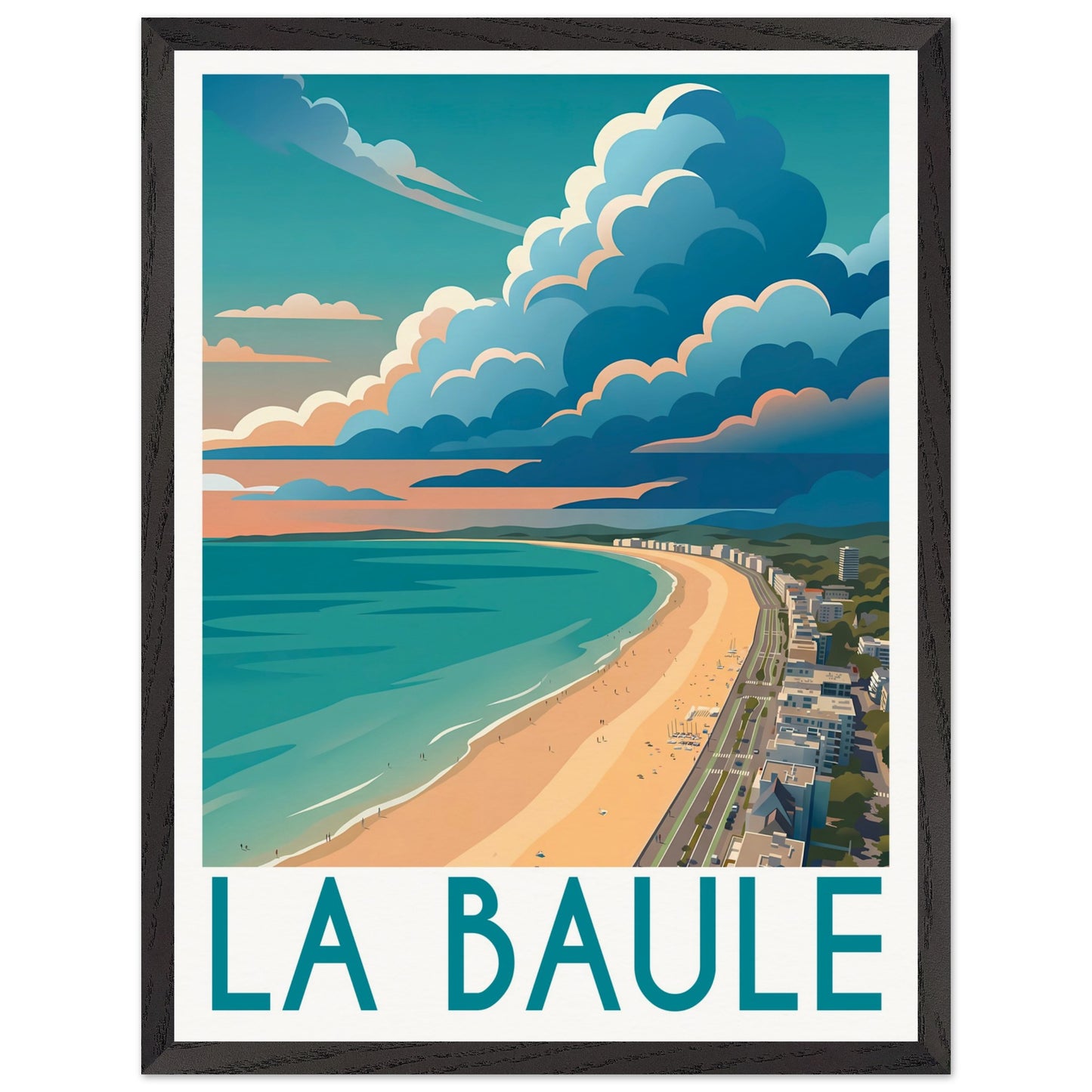 Affiche La Baule encadrée, cadre bois (vue 3)