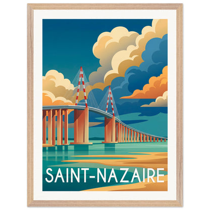 Affiche illustrée Saint-Nazaire — poster rétro, impression beaux-arts 250g
