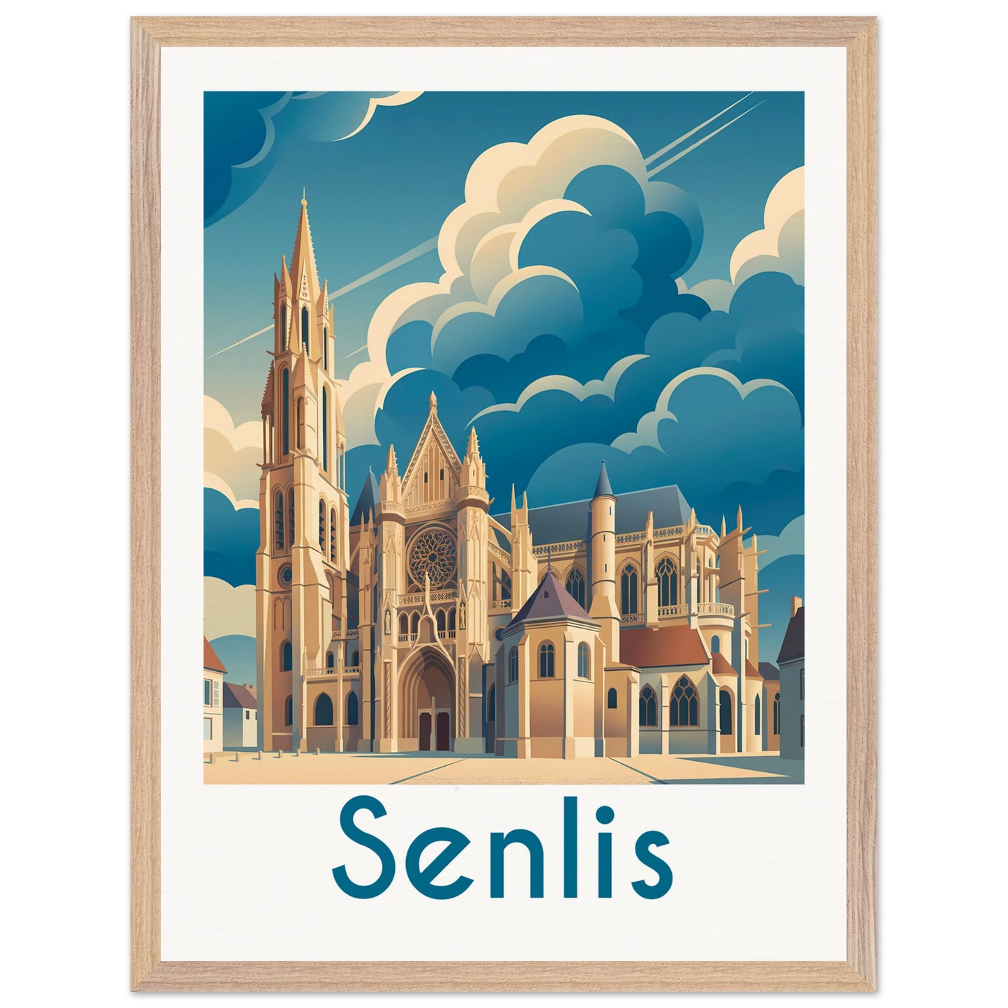 Affiche illustrée Senlis — poster rétro, impression beaux-arts 250g