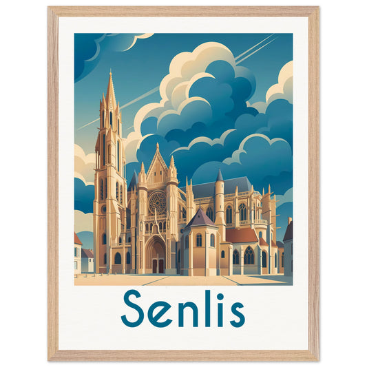 Affiche illustrée Senlis — poster rétro, impression beaux-arts 250g