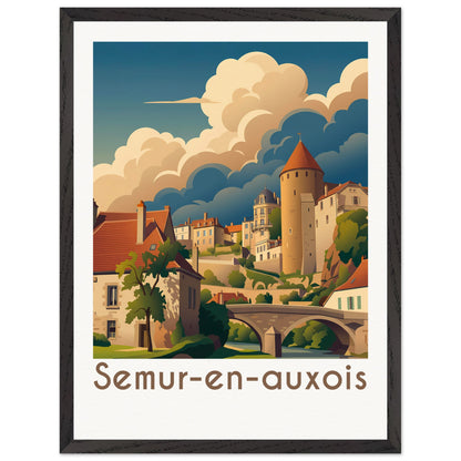 Affiche illustrée Semur-en-Auxois — poster rétro, impression beaux-arts 250g