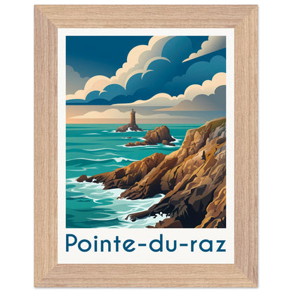 Affiche illustrée Pointe du Raz — poster rétro, impression beaux-arts 250g
