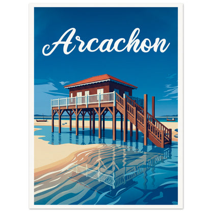 Affiche illustrée Arcachon — poster rétro, impression beaux-arts 250g