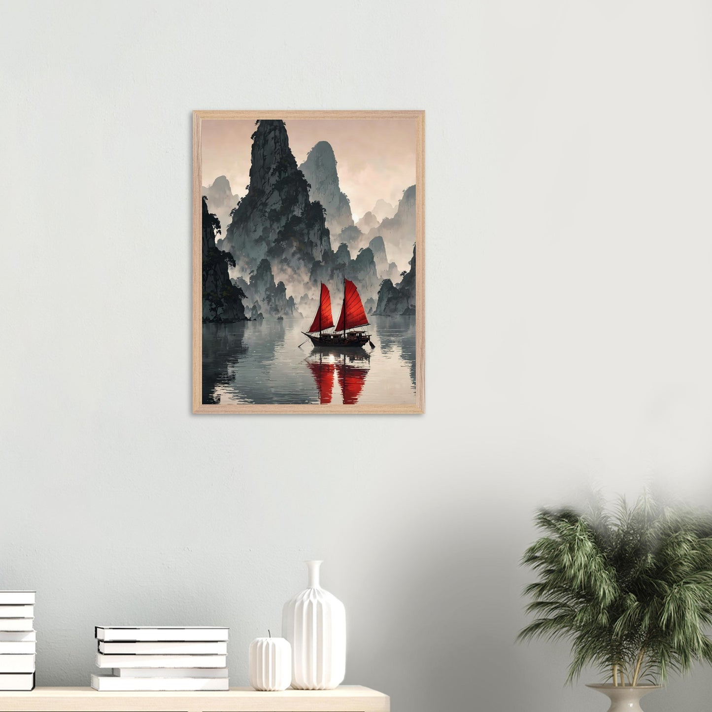 Affiche Baie de Ha Long encadrée, cadre bois (vue 7)