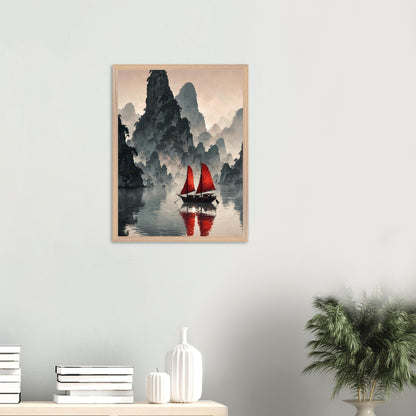 Affiche Baie de Ha Long encadrée, cadre bois (vue 7)