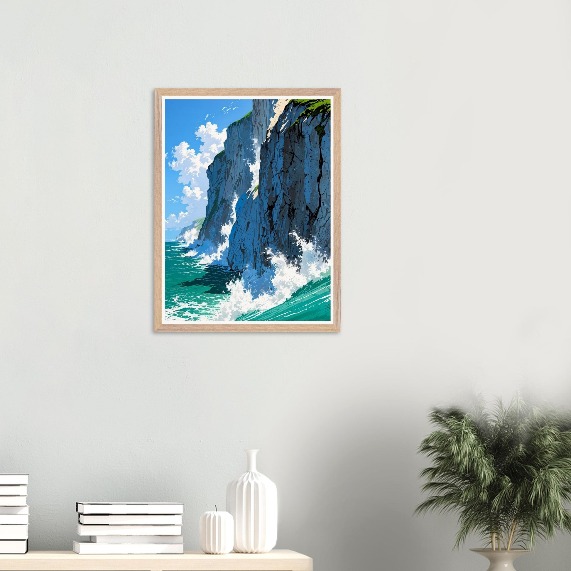 Affiche Falaises de Craie Blanche encadrée, cadre bois (vue 5)