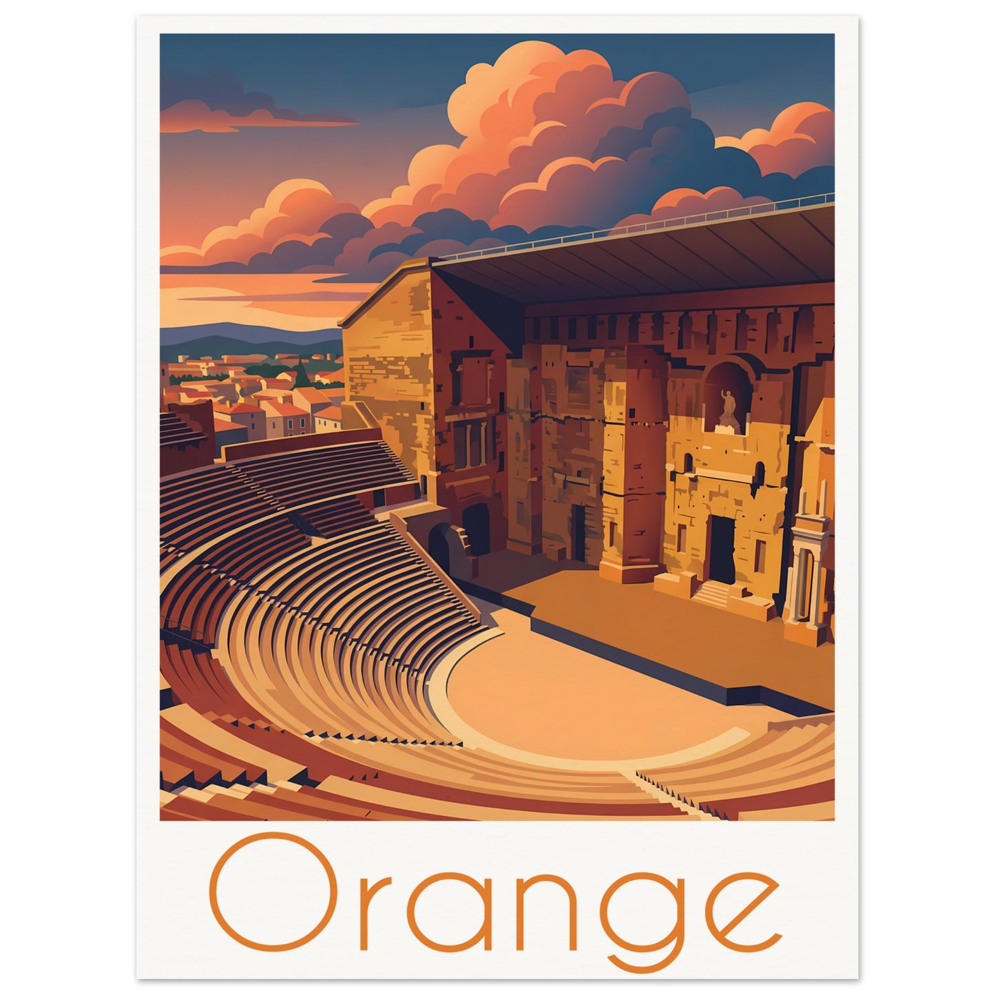 Affiche illustrée Orange — poster rétro, impression beaux-arts 250g