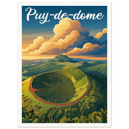 Affiche illustrée Puy-de-Dome — poster rétro, impression beaux-arts 250g