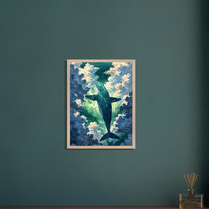 Affiche Aquarelle Imaginaire encadrée, cadre bois (vue 9)