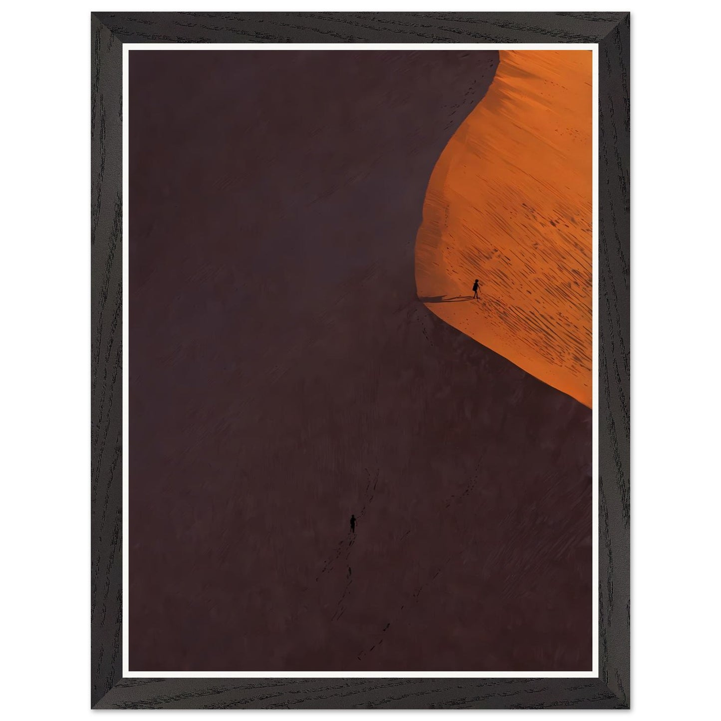 Affiche illustrée Marcheur solitaire Encadrée — poster rétro, impression beaux-arts 250g