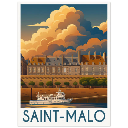 Affiche illustrée Saint-Malo — poster rétro, impression beaux-arts 250g