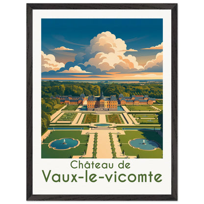 Affiche illustrée Vaux-le-Vicomte — poster rétro, impression beaux-arts 250g