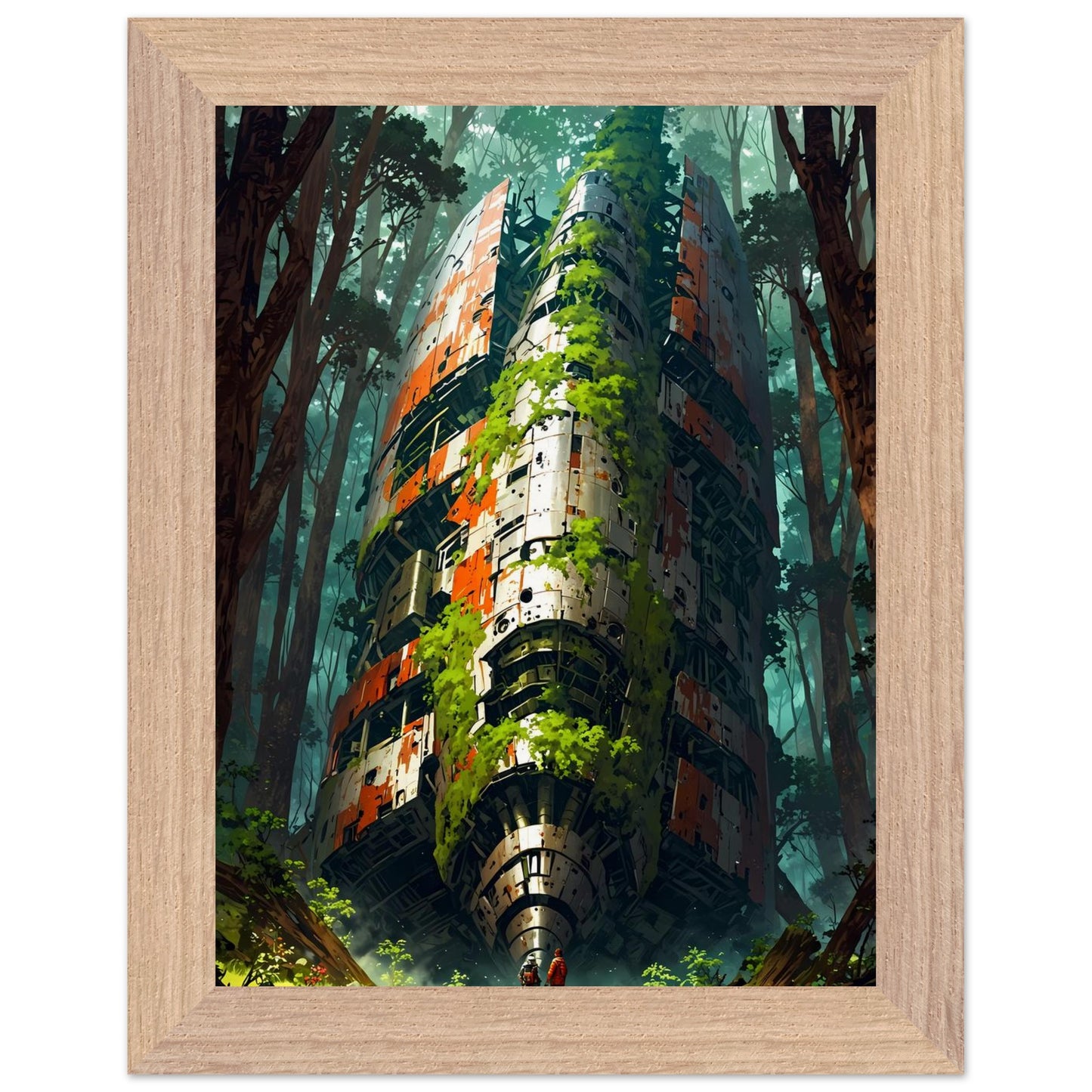 Affiche illustrée Vaisseau de métal Encadrée — poster rétro, impression beaux-arts 250g