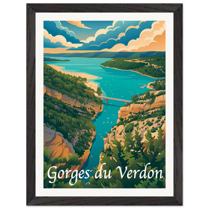 Affiche illustrée Gorges du Verdon — poster rétro, impression beaux-arts 250g
