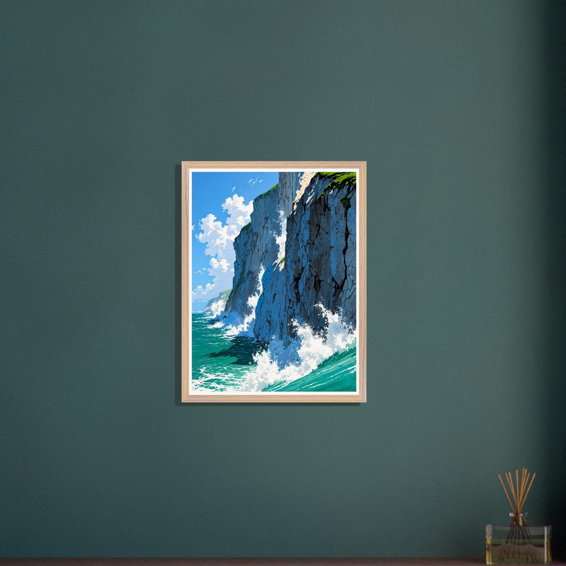 Affiche Falaises de Craie Blanche encadrée, cadre bois (vue 6)
