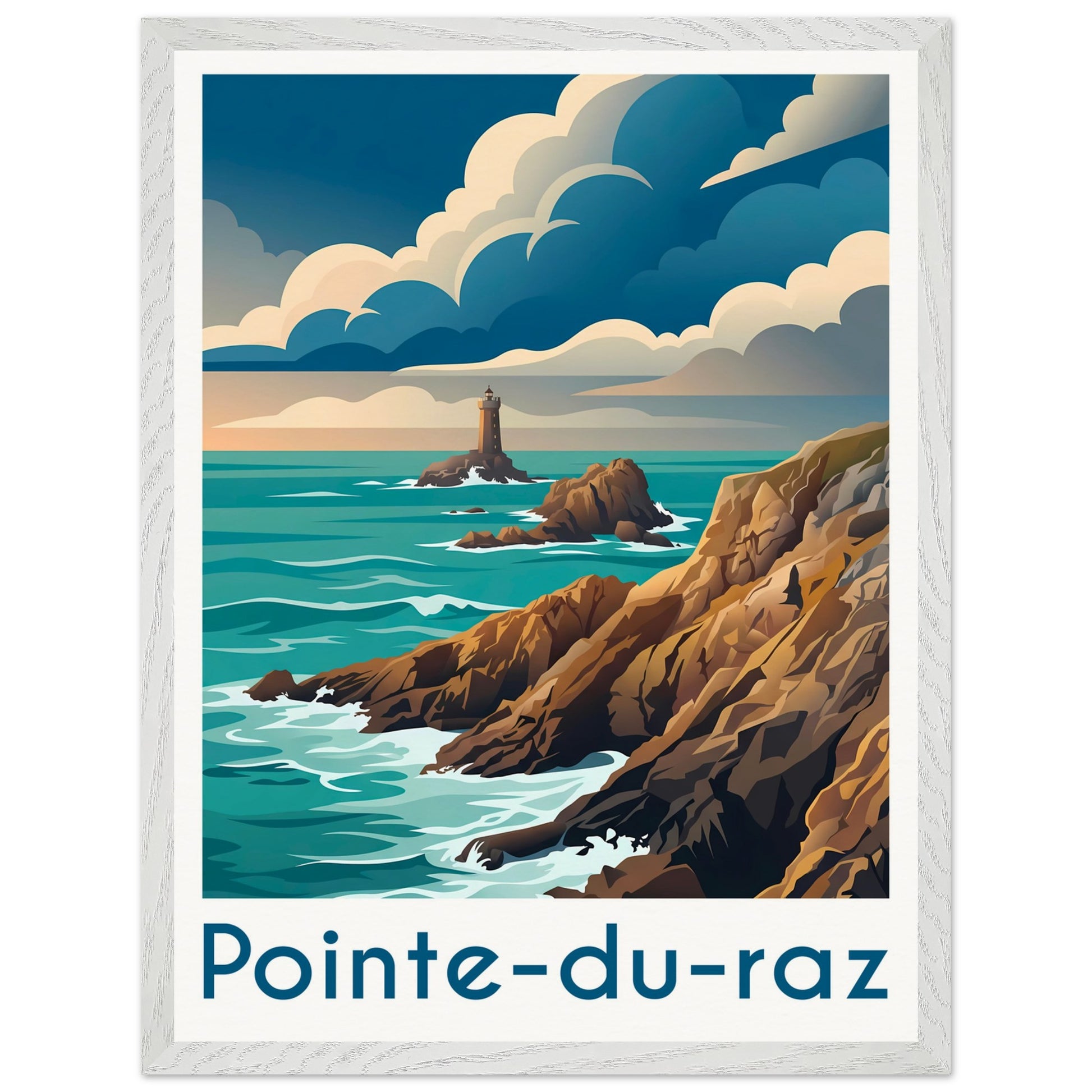 Affiche Pointe du Raz encadrée, cadre bois (vue 4)