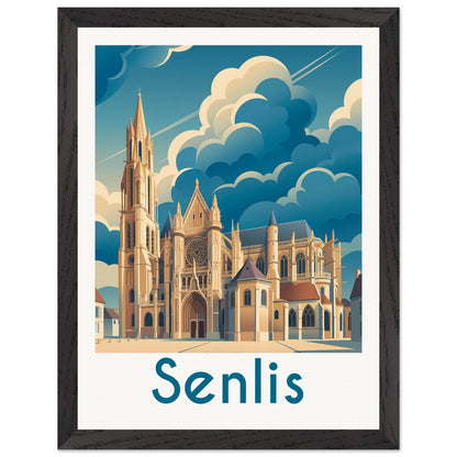 Affiche illustrée Senlis — poster rétro, impression beaux-arts 250g