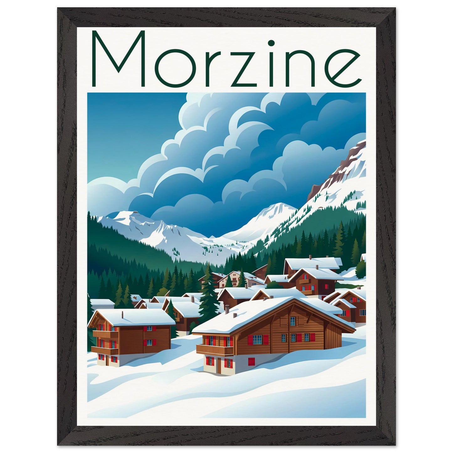 Affiche Morzine encadrée, cadre bois (vue 4)