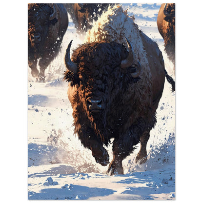 Affiche illustrée Bison — poster rétro, impression beaux-arts 250g